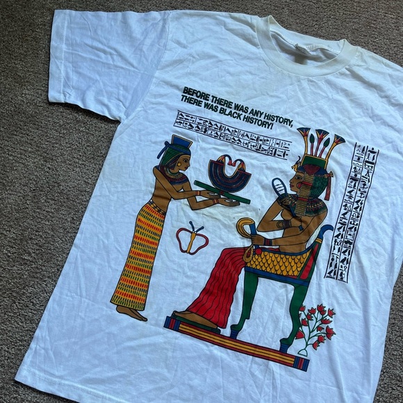 VTG 90’s Ancient Egypt Black History White Tee - Picture 4 of 5